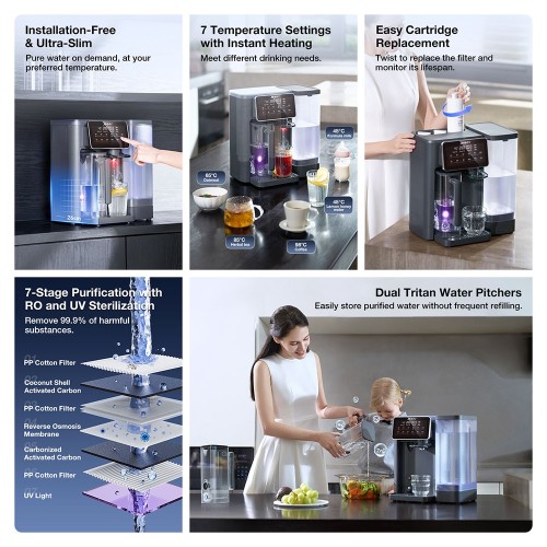JIMMY R9 Aanrecht-omgekeerde osmose waterzuiveraar, 7 temperatuurinstellingen, UV-sterilisatietechnologie, TDS-monitor 2