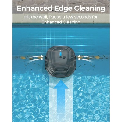 WYBOT A1 Cordless Pool Robot Vacuum  Double Filters  120min Runtime  2 5H Fast Charging  for Above Ground Flat-Bottom Pools  Bla