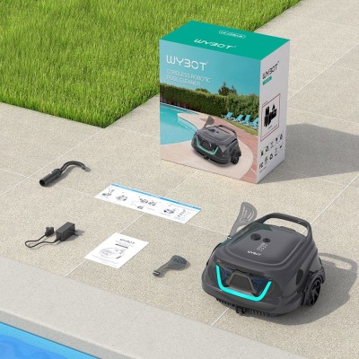 WYBOT A1 Cordless Pool Robot Vacuum  Double Filters  120min Runtime  2 5H Fast Charging  for Above Ground Flat-Bottom Pools  Bla