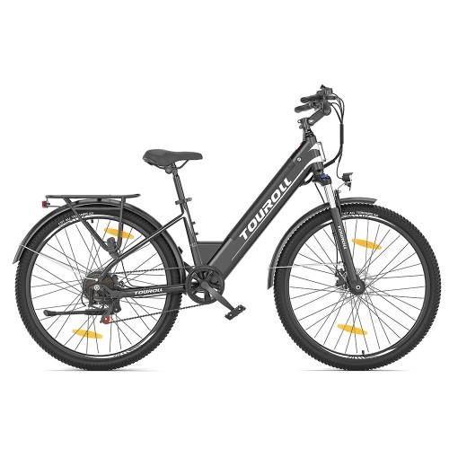 Bicicletă Electrică Trekking Touroll J1 ST, Motor 250W, Baterie 15,6Ah, Autonomie 100 Km – Negru