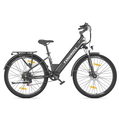 Bicicletă Electrică Trekking Touroll J1 ST, Motor 250W, Baterie 15,6Ah, Autonomie 100 Km – Negru