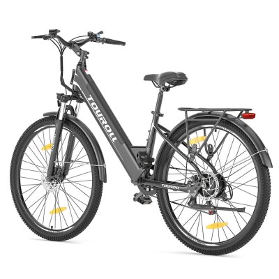 Bicicletă Electrică Trekking Touroll J1 ST, Motor 250W, Baterie 15,6Ah, Autonomie 100 Km – Negru