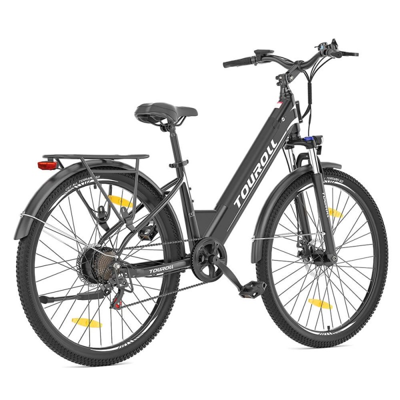Bicicletă Electrică Trekking Touroll J1 ST, Motor 250W, Baterie 15,6Ah, Autonomie 100 Km – Negru
