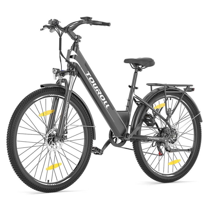 Bicicletă Electrică Trekking Touroll J1 ST, Motor 250W, Baterie 15,6Ah, Autonomie 100 Km – Negru