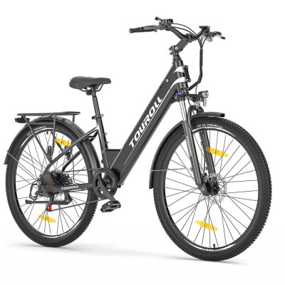 Bicicletă Electrică Trekking Touroll J1 ST, Motor 250W, Baterie 15,6Ah, Autonomie 100 Km – Negru