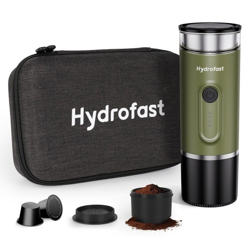 Hydrofast PO-100 Draagbaar Espressomachine, 15 bar druk, draadloze verwarming & 2-in-1 ontwerp