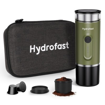 Hydrofast PO-100 Draagbaar Espressomachine, 15 bar druk, draadloze verwarming & 2-in-1 ontwerp