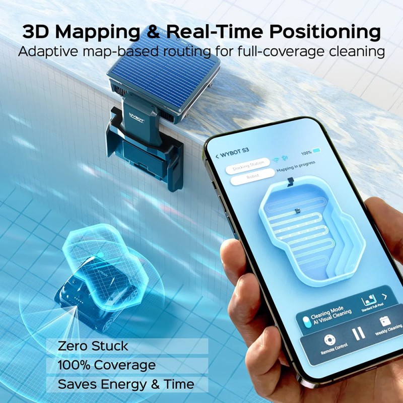 WYBOT S3 Cordless Robotic Pool Cleaner  3D Mapping 