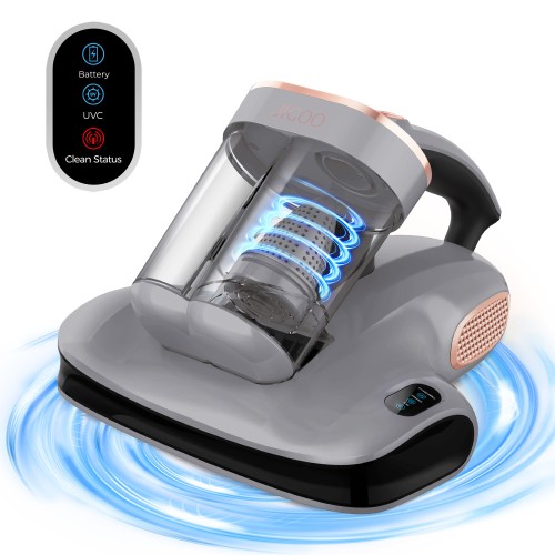 JIGOO S100 Cordless Mattress Vacuum Cleaner  Dual-Cup Filtration  10000Pa Suction  150W Brushless Motor  80 000/min Tapping  UV- 2