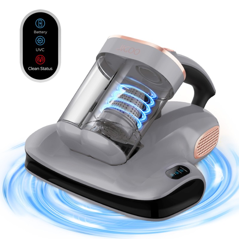 JIGOO S100 Cordless Mattress Vacuum Cleaner  Dual-Cup Filtration  10000Pa Suction  150W Brushless Motor  80 000/min Tapping  UV-