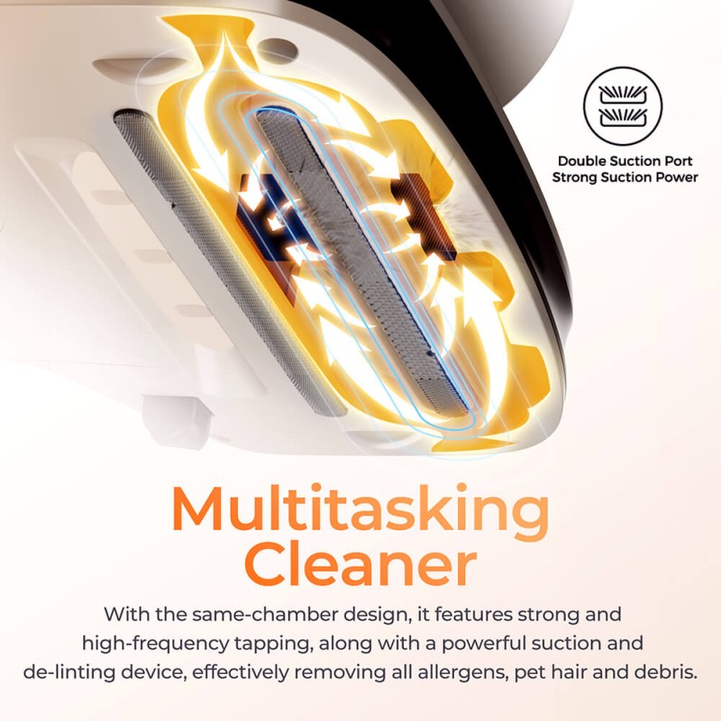 JIGOO S100 Smart Dual-Cup Mattress Vacuum Cleaner with 350W Power and 12KPa Suction