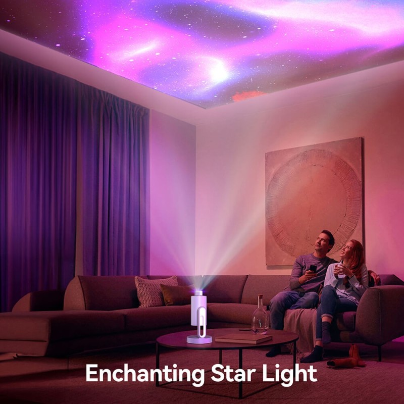 Proiector ETOE Starfish, rezoluție nativă 720P, 300 ANSI lumeni, rotație continuă de 140°, lampă de noapte colorată