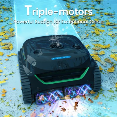 WYBOT C2 Draadloze Zwembadrobot, reinigt wanden en waterlijn, dubbel filtersysteem, voor inbouwzwembaden tot 150 m²