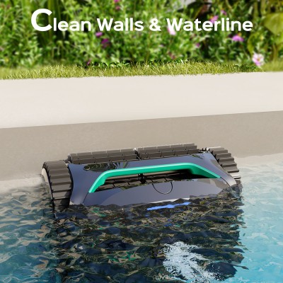WYBOT C2 Draadloze Zwembadrobot, reinigt wanden en waterlijn, dubbel filtersysteem, voor inbouwzwembaden tot 150 m²