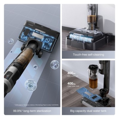 JIMMY HW9 draadloze nat- en droogstofzuiger, zelfreinigend, 400ml vuilwatertank, waterdichte borstelloze motor, LED-display
