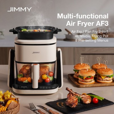 JIMMY AF3 2-in-1 Airfryer, 4L kijkvenster, touchscreen, 8 voorgeprogrammeerde menu's, minder vet, gezonde maaltijden