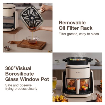 JIMMY AF3 2-in-1 Airfryer, 4L kijkvenster, touchscreen, 8 voorgeprogrammeerde menu's, minder vet, gezonde maaltijden