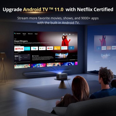 Proiector Android TV ETOE Whale Pro, rezoluție nativă 1080P, 1500 ANSI lumeni, focalizare automată, corecție automată trapez