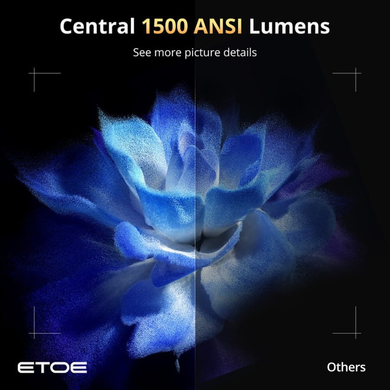 Proiector Android TV ETOE Whale Pro, rezoluție nativă 1080P, 1500 ANSI lumeni, focalizare automată, corecție automată trapez