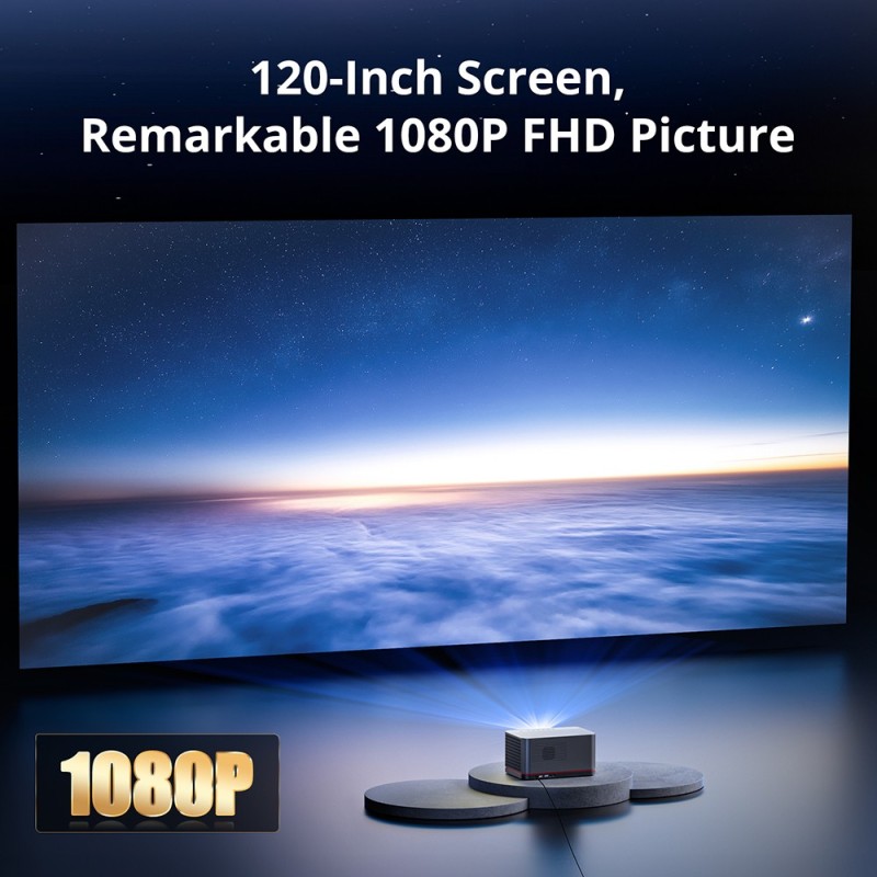 Proiector Android TV ETOE Whale Pro, rezoluție nativă 1080P, 1500 ANSI lumeni, focalizare automată, corecție automată trapez
