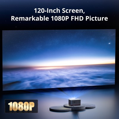 Proiector Android TV ETOE Whale Pro, rezoluție nativă 1080P, 1500 ANSI lumeni, focalizare automată, corecție automată trapez