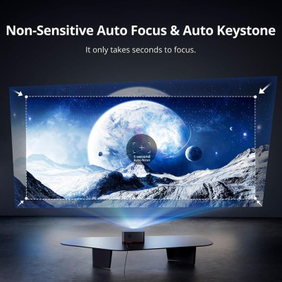 Proiector Android TV ETOE Whale Pro, rezoluție nativă 1080P, 1500 ANSI lumeni, focalizare automată, corecție automată trapez