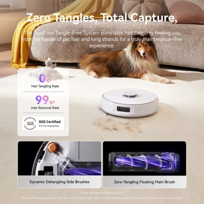 Narwal Freo X10 Pro robotstofzuiger, klitvrije robotmop, krachtige zuigkracht van 11000Pa, zelflegend - Wit