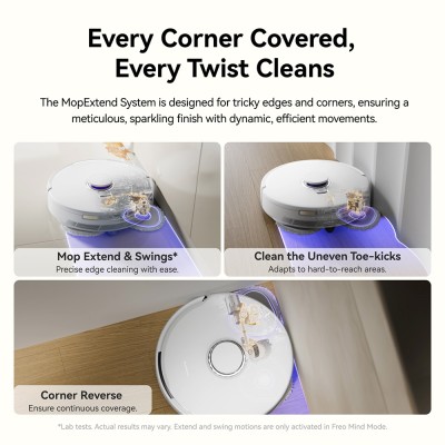 Narwal Freo X10 Pro robotstofzuiger, klitvrije robotmop, krachtige zuigkracht van 11000Pa, zelflegend - Wit