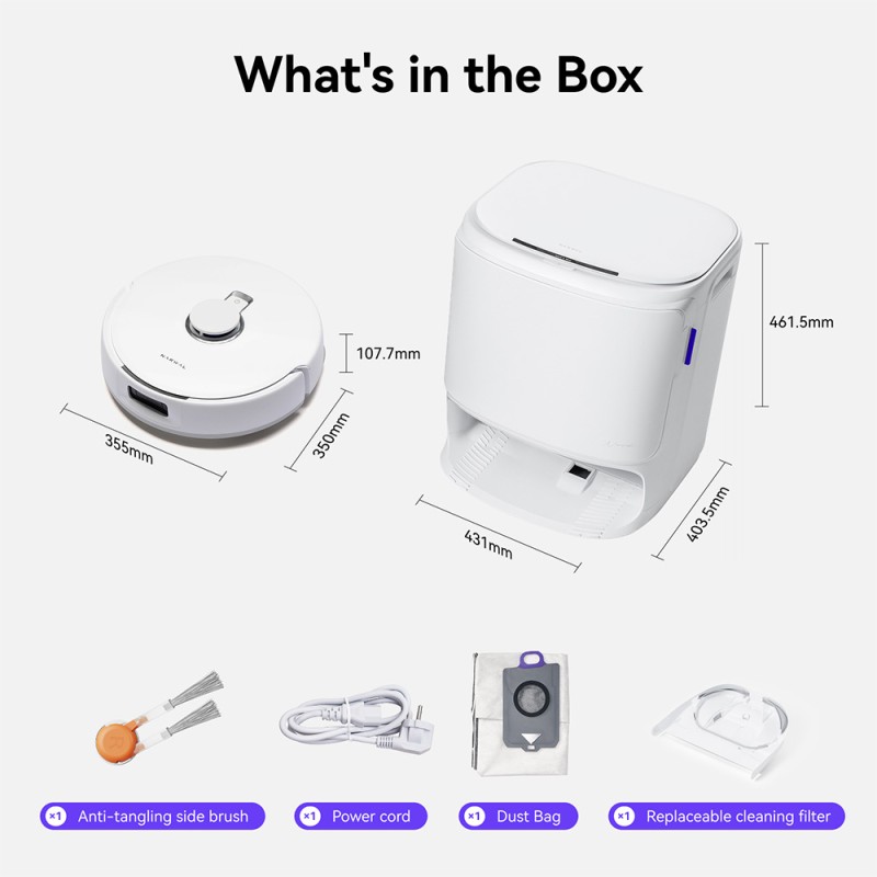 Narwal Freo X10 Pro robotstofzuiger, klitvrije robotmop, krachtige zuigkracht van 11000Pa, zelflegend - Wit