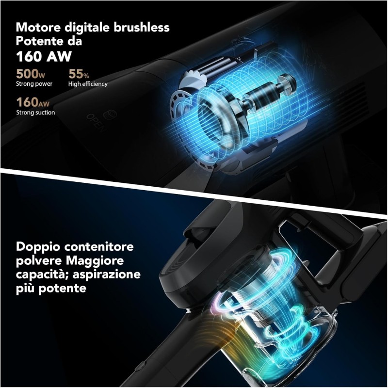 JIMMY JV9 Pro Aqua draadloze stofzuiger 160AW met bevochtigingsfunctie en HEPA-filtratie