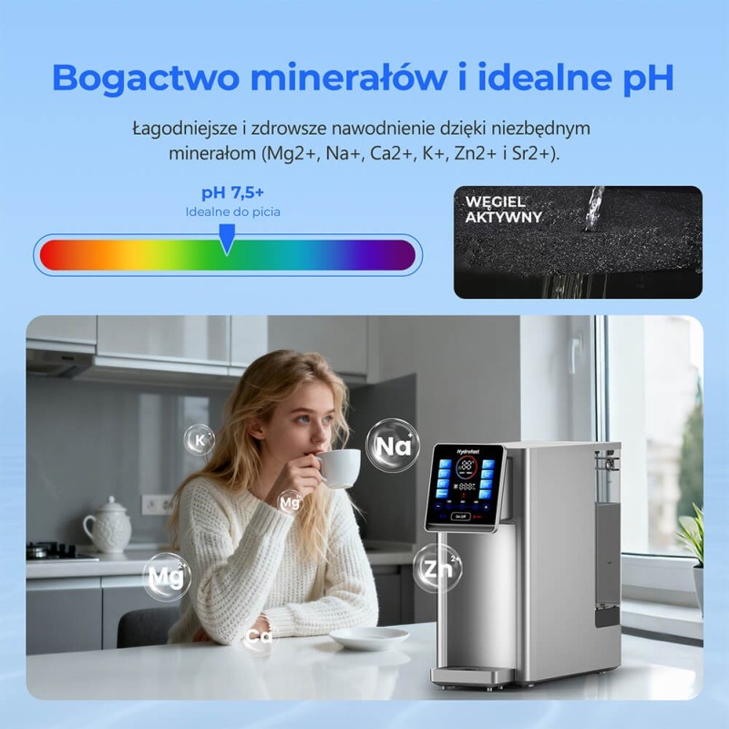 Hydrofast W100 Aanrecht-waterzuiveraar, direct heet water met RO-filtratie en slimme temperatuurregeling
