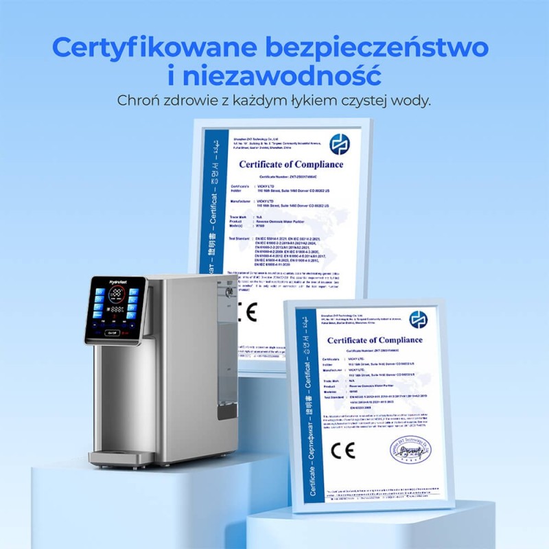 Hydrofast W100 Aanrecht-waterzuiveraar, direct heet water met RO-filtratie en slimme temperatuurregeling