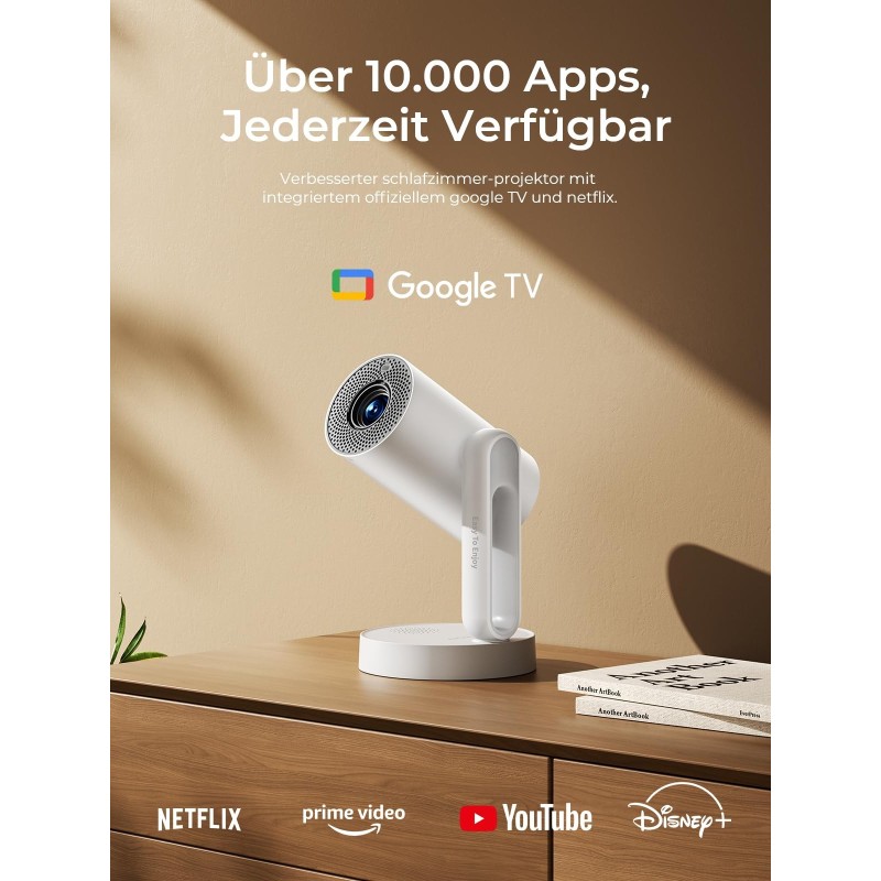 Proiector inteligent ETOE Starfish Plus, Google TV și certificat Netflix, lampă de noapte ambientală