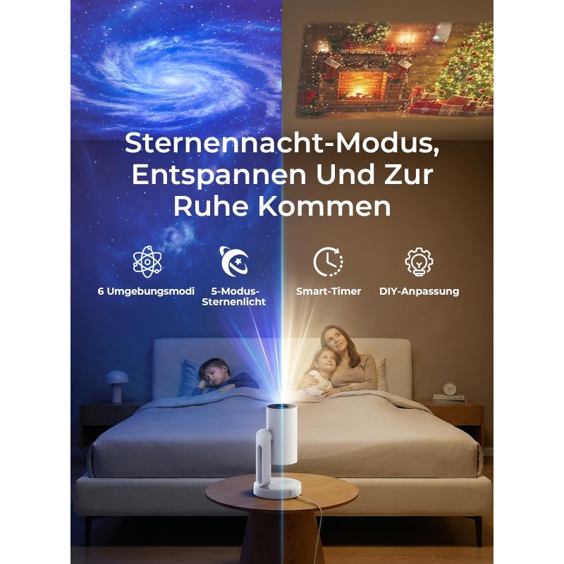 Proiector inteligent ETOE Starfish Plus, Google TV și certificat Netflix, lampă de noapte ambientală