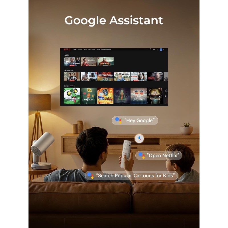 Proiector inteligent ETOE Starfish Plus, Google TV și certificat Netflix, lampă de noapte ambientală