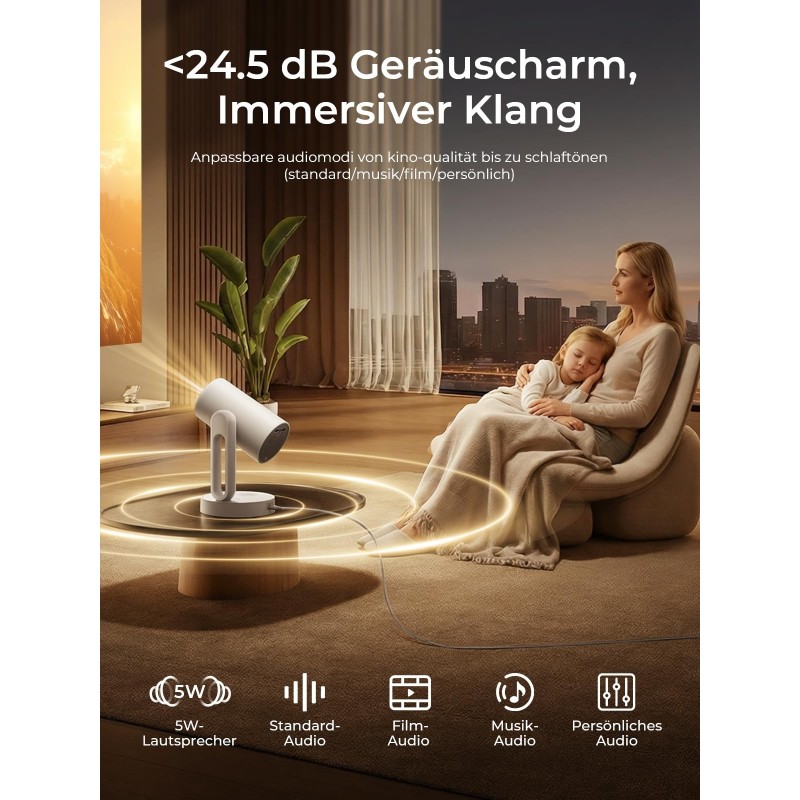 Proiector inteligent ETOE Starfish Plus, Google TV și certificat Netflix, lampă de noapte ambientală