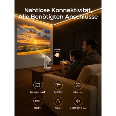 Proiector inteligent ETOE Starfish Plus, Google TV și certificat Netflix, lampă de noapte ambientală