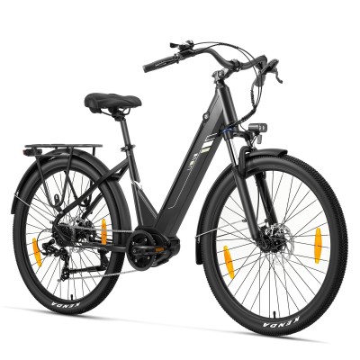 Bicicletă electrică Touroll Urbano 3, motor central cu cuplu 70 Nm, autonomie max. 120 Km - Gri